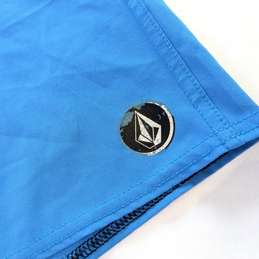 Volcom Lido Solid Board Shorts Mens 34 Blue Swim Trunks A0821431